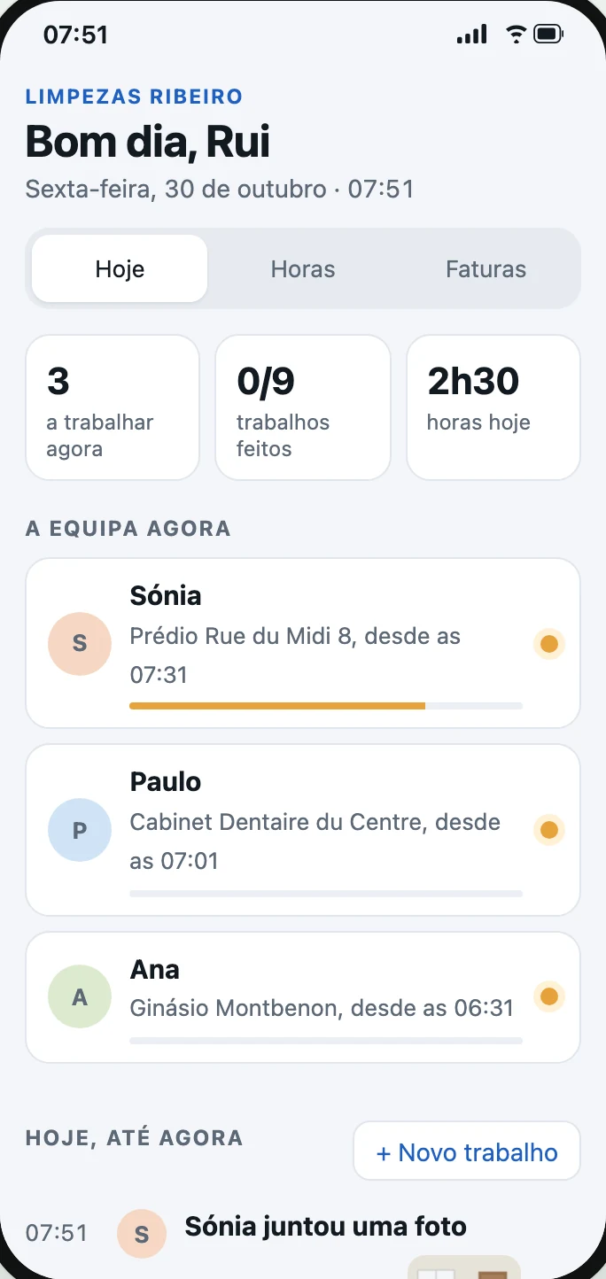 A mesma app no telemóvel do patrão: quem está a trabalhar, onde e desde que horas